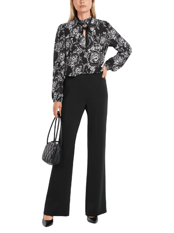 Women's Jodhpurs with Shirt CollarFlared Leg Trouser In Black