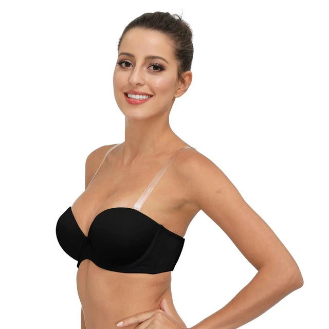 wireless lace bra with adjustable straps for versatilityNon padded strapless bra