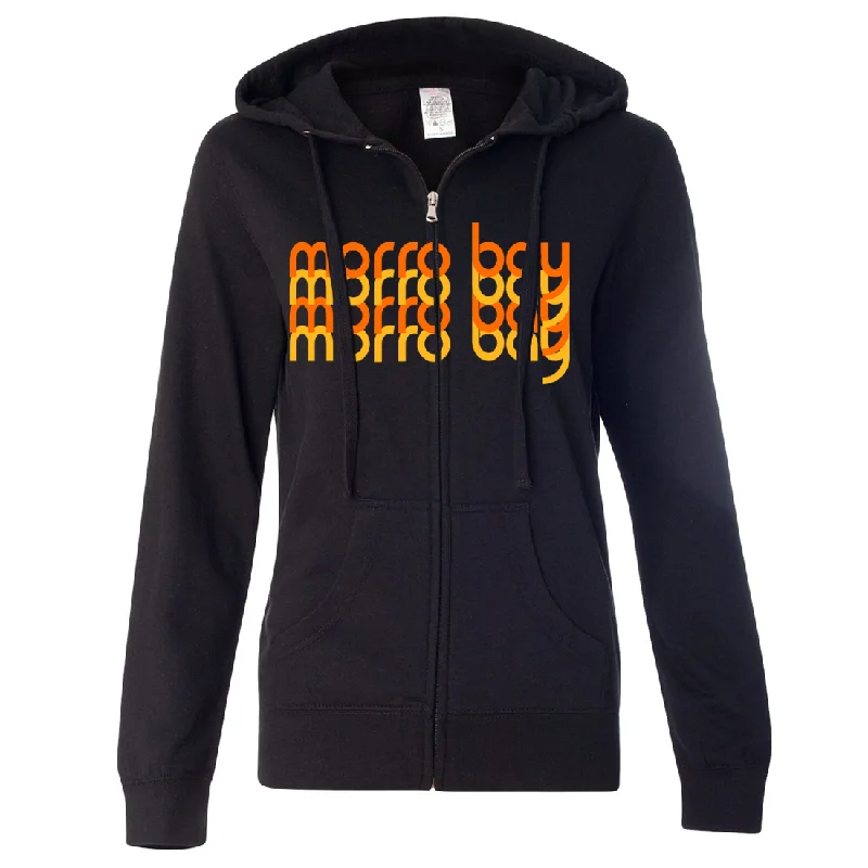 Women's Hooded Sweatshirts with Breathable FabricMorro Bay Sunset Stack Ladies Lightweight Fitted Zip-Up Hoodie