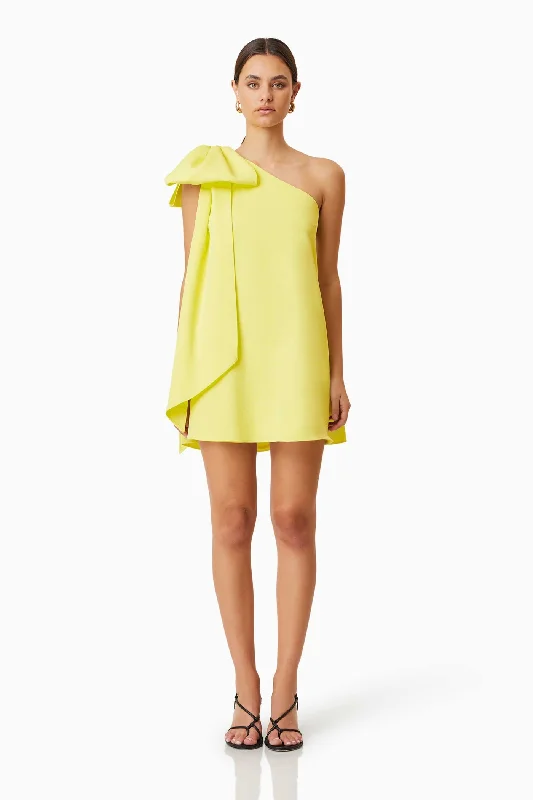 Women's Square Collar DressesKennedy Party Dress - Yellow