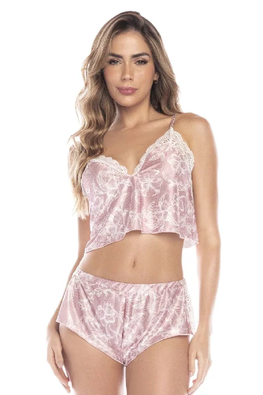 lingerie bra set with matching pantiesMapale 7575 Two Piece Pajama Set Color Rose Print