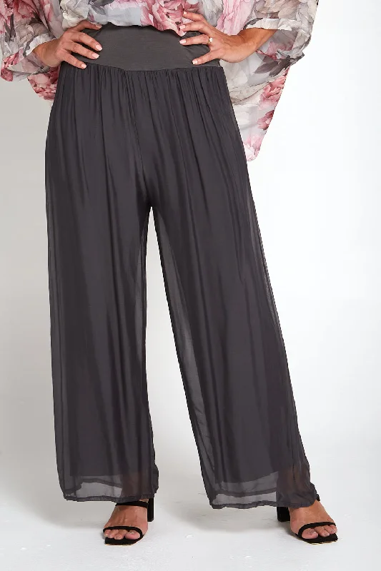 Women's Jodhpurs with Sweetheart NeckArlette Silk Pants - Grey