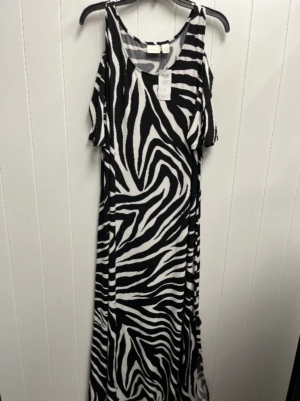 Women's Mandarin-Neck DressesDress Casual Maxi By Chicos In Black & White, Size: Xl