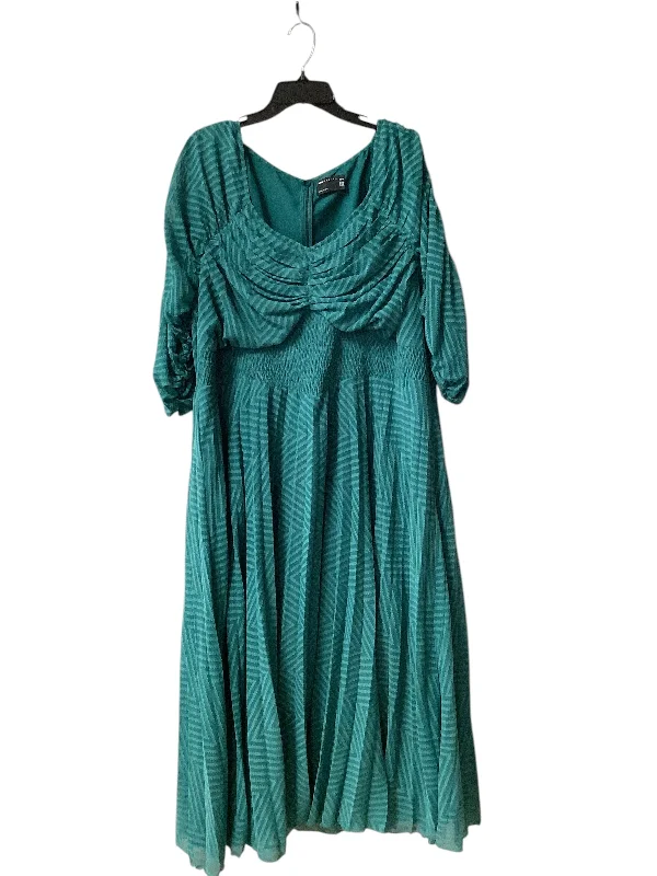 Women's Notched Collar DressesDress Casual Maxi By Asos In Green, Size: 24