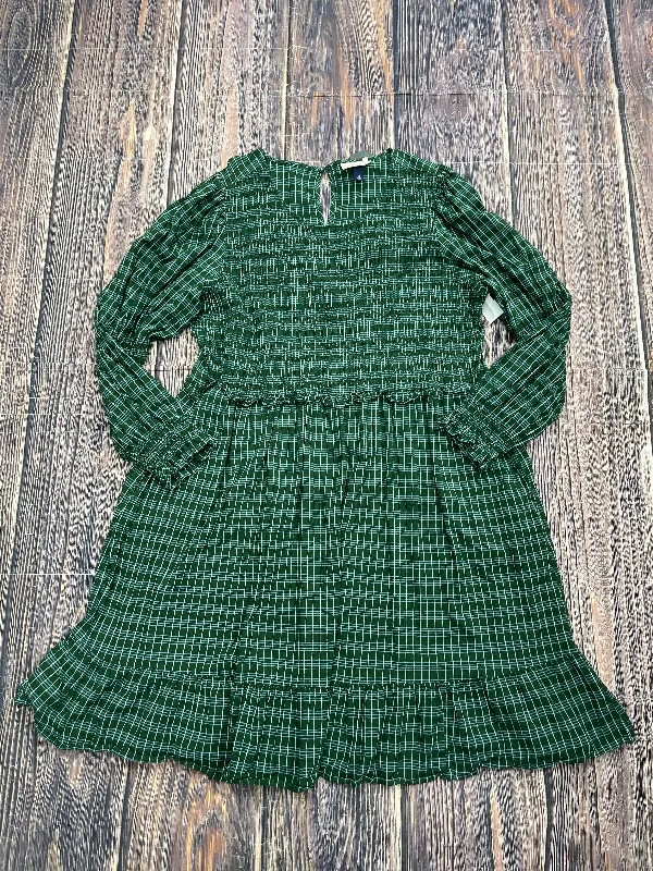 Women's Mandarin Collar DressesGreen Dress Casual Short Universal Thread, Size 1x