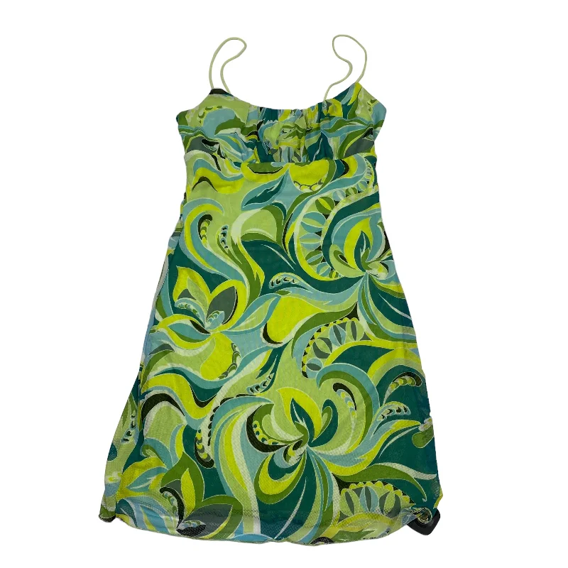 Women's Keyhole-Back DressesGreen & Yellow Dress Casual Short No Comment, Size M