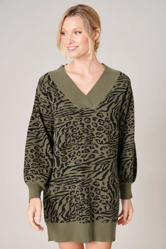 Women's Keyhole-Neck DressesMojave Animal Print Sweater Dress