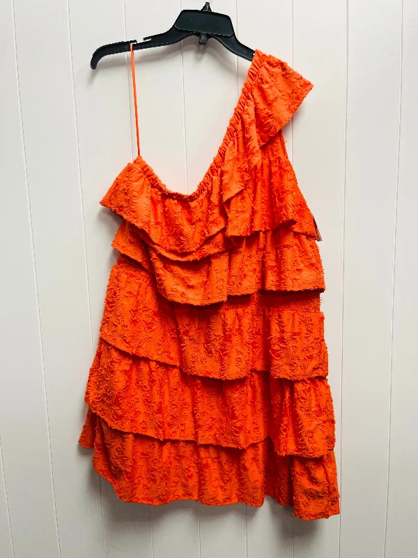 Women's Rounded Collar DressesOrange Dress Casual Short Lc Lauren Conrad, Size 2x