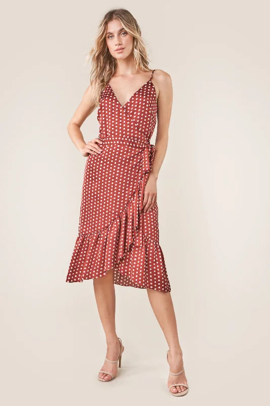 Women's Low-Neck DressesPretty Woman Polka Dot Wrap Dress