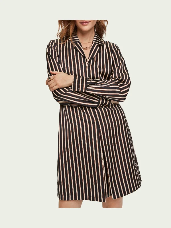 Women's V-Shaped Collar DressesScotch & Soda Striped Pleat Detail Dress