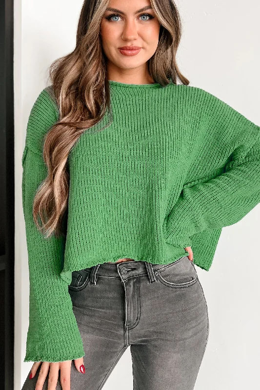 Women's Blouse with Narrow CollarGetting My Hopes Up Chenille Sweater (Green)