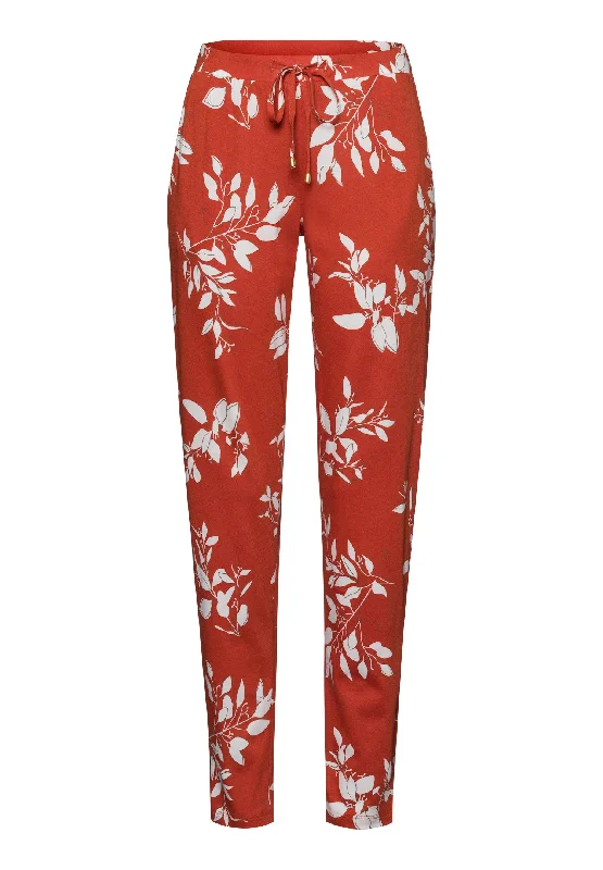 women's pajamas with breathable fabricSleep And Lounge Cotton Blend Drawstring Pants | Tangerine Flowers 74845-2159