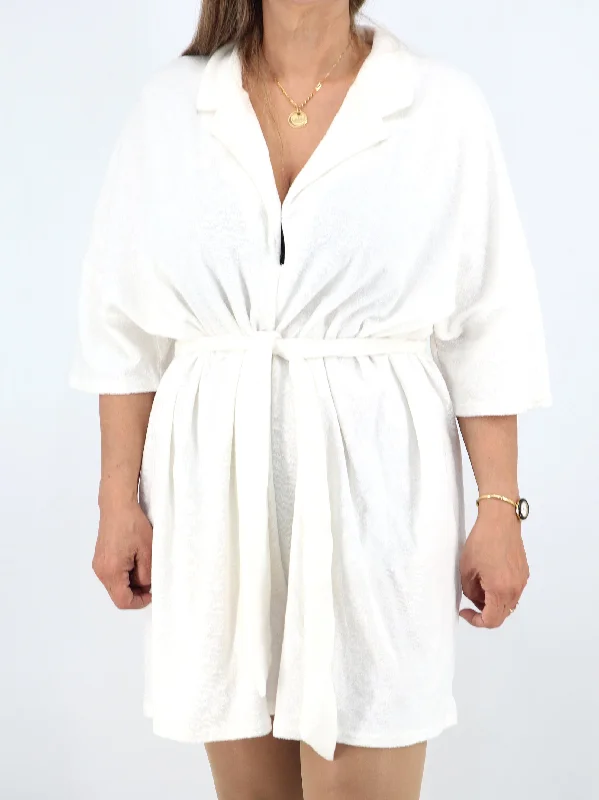 women's pajamas with a fitted designWomen's Plain Sleepwear Robe,White