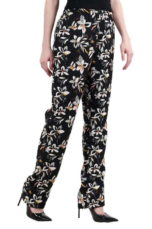 women's pajamas made from organic cottonBlack Floral Printed Pyjamas