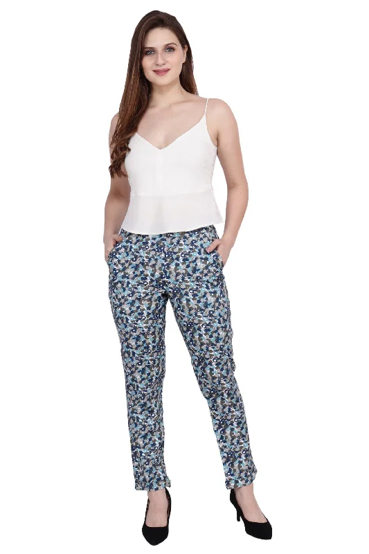 women's pajamas for everyday loungingBlue & Grey Graphic Printed Pants