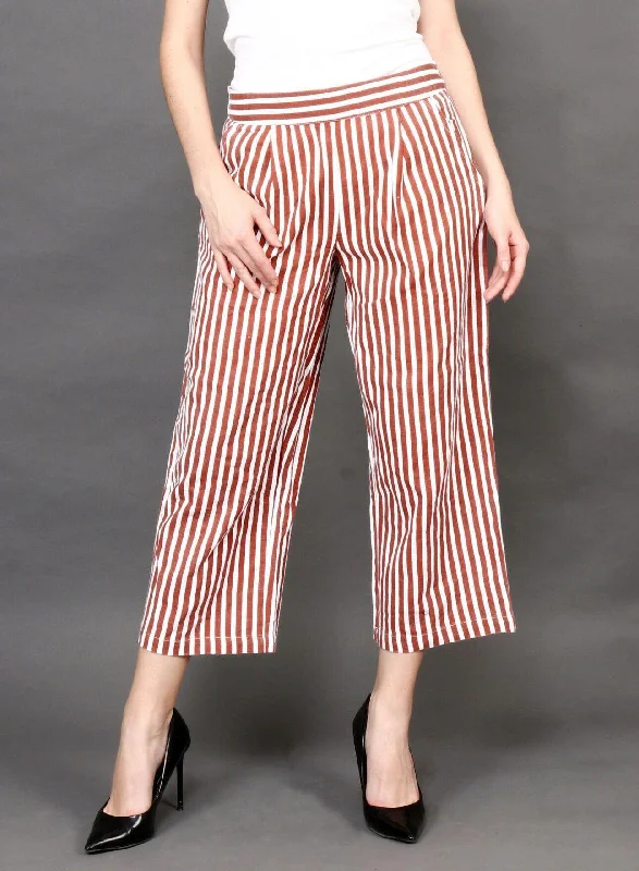 women's pajamas with a perfect blend of style and comfortBrown & White Striped Pants