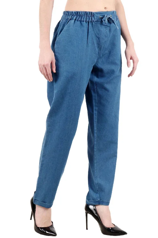 women's pajamas with lace trimDenim Trouser with Drawstrings