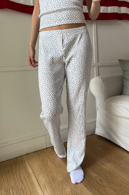 women's pajamas with a snug fitEyelet Floral Pants