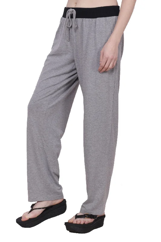 women's pajamas with a timeless appealGrey Solid Pyjama with Black Waistband