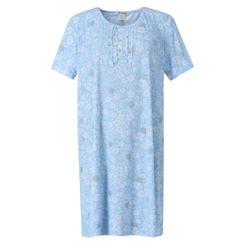 women's pajamas with a touch of elegance and sophisticationMiss Lillian Women's Plus Size Flower Henley Short Sleeve Sleep Gown