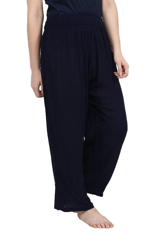 women's cotton pajama setsNavy Blue Solid Trousers