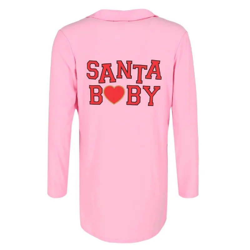 women's short sleeve pajama setsNot a Morning Person Women's Santa Baby Pink Long Sleeve Night Shirt