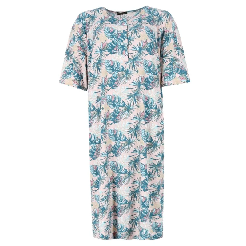 women's pajamas for cold weatherNot a Morning Person Women's Tropical Palm Leaf Oversized Sleep Shirt