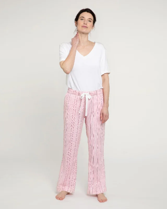 women's pajamas with a touch of luxuryPencil Stripe print organic cotton pyjama bottoms, pink