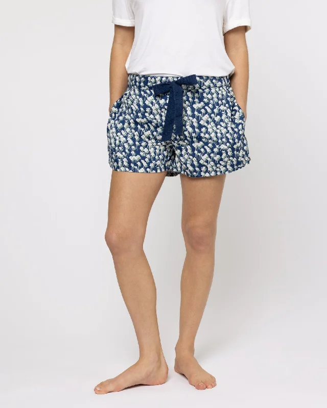 women's pajamas with a relaxed fitOrganic Cotton Navy Pyjama Shorts, Spray of Flowers