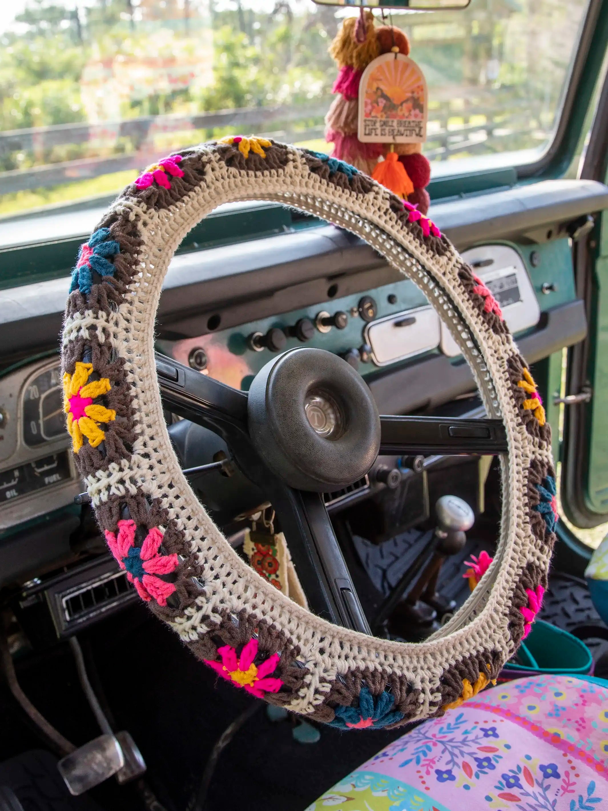 women's pajamas for those who love comfortCrochet Steering Wheel Cover, 15" - Cream