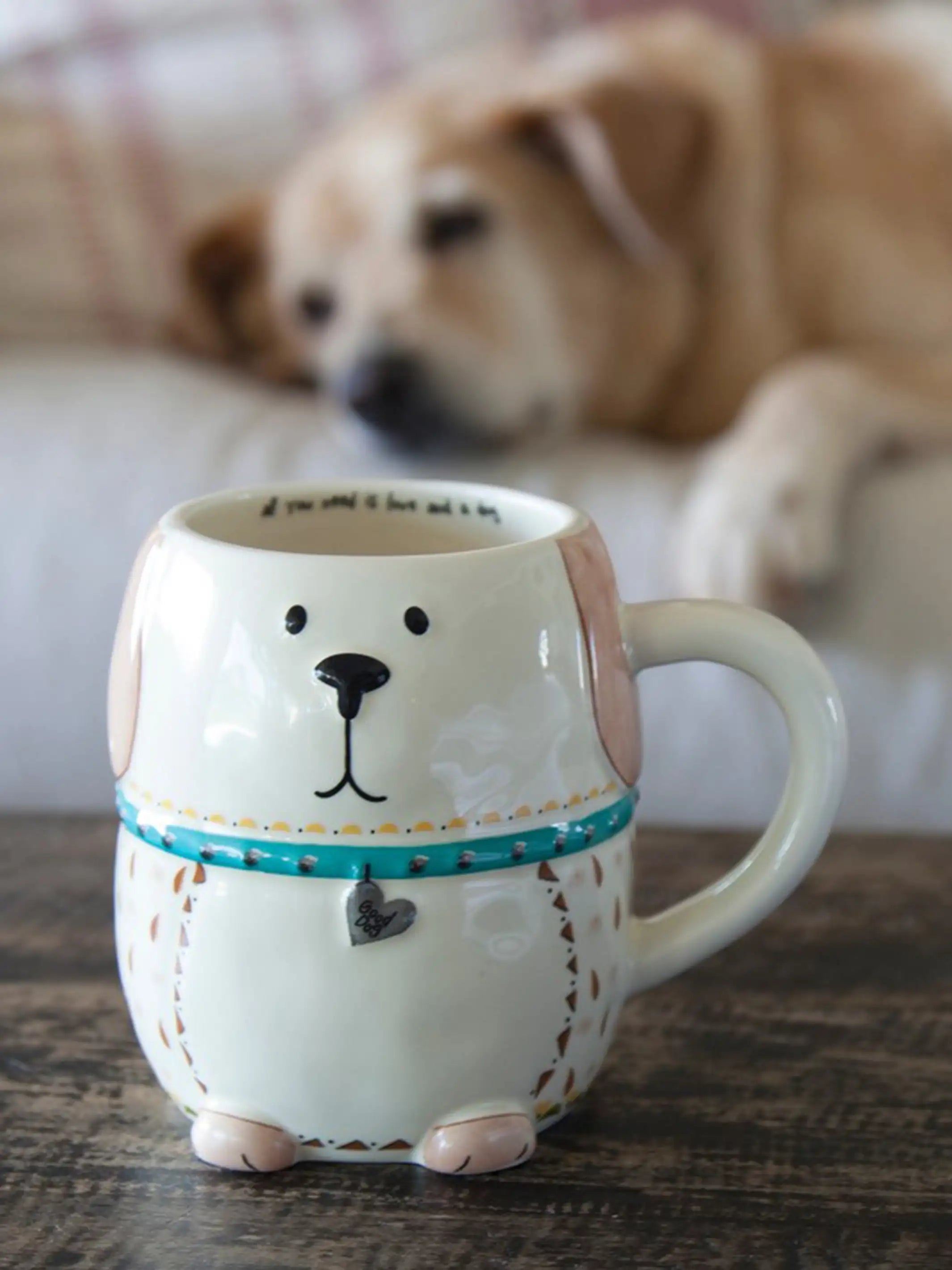 women's pajamas with elastic waistbandsFolk Art Coffee Mug - Lucky The Dog