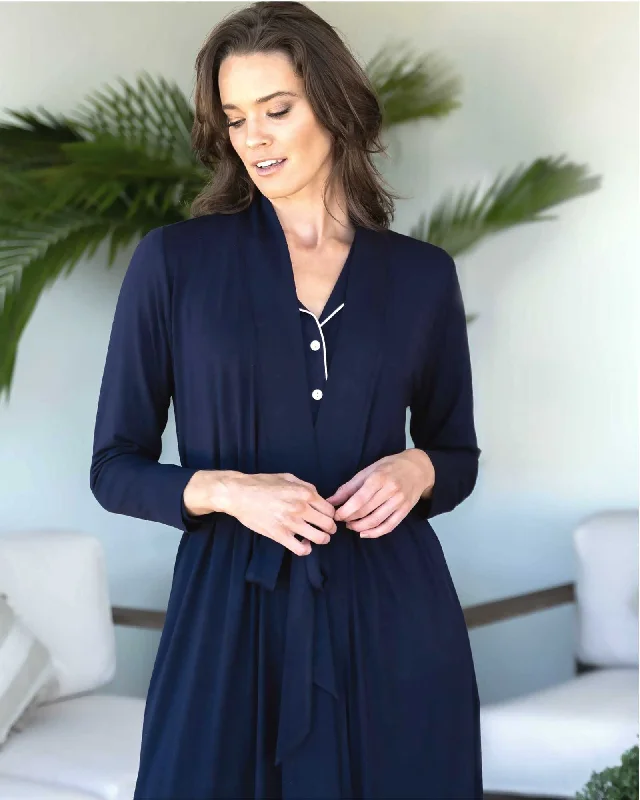 women's pajamas with pockets on the chestManor Robe | Navy